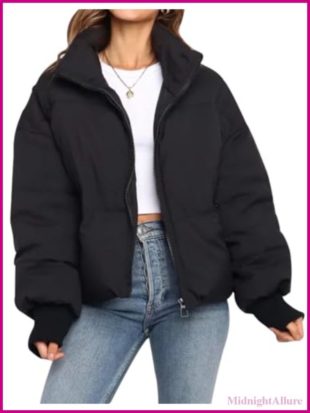 Women's Winter Cropped Puffer Jacket Short Lightweight Quilted Coat